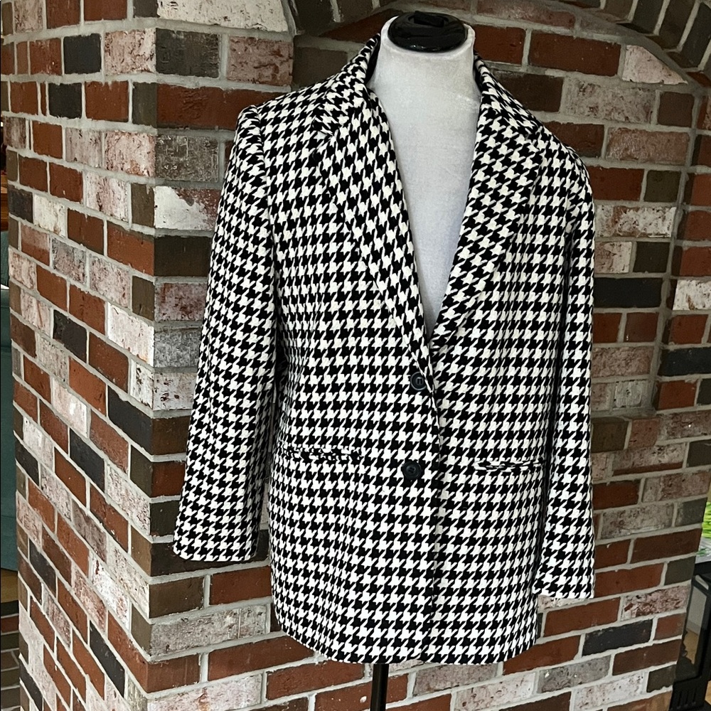 REQUIREMENTS Black & White Wool Houndstooth Vintage Coat Size 8 NWOT - Picture 3 of 10
